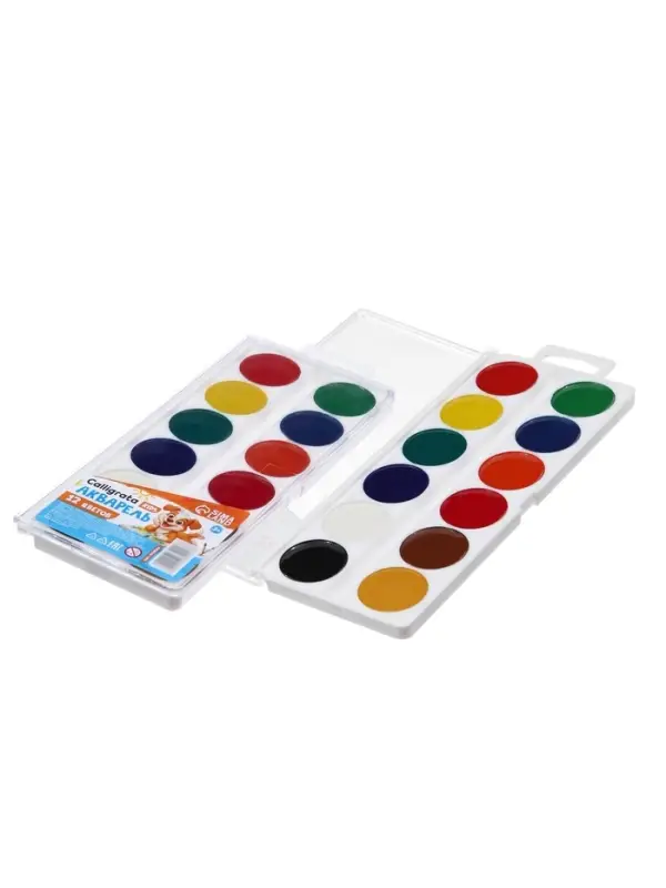 Краски акварельные Calligrata kids, 12 цветов, без кисти