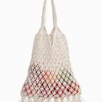 Сумка пляжная, плетёная, клетка 3.5 см, белая