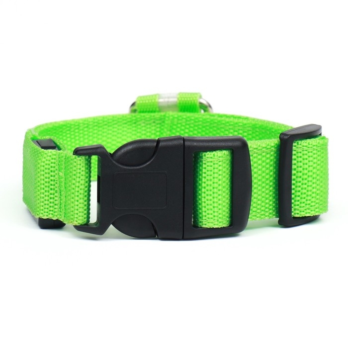 Ошейник с подсветкой, зарядка от USB, размер M, ОШ 37-46 см, 3 режима, зелёный Ошейник с подсветкой, зарядка от USB, размер M, ОШ 37-46 см, 3 режима, зелёный