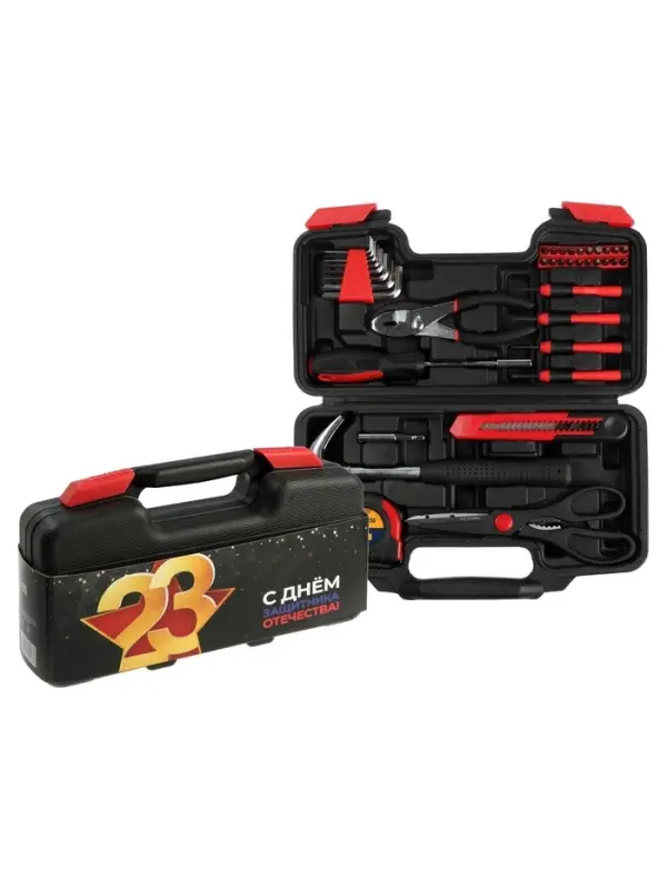 Набор инструментов в кейсе ТУНДРА &laquo;23 ФЕВРАЛЯ&raquo;, в подарочной упаковке, 39 предметов
