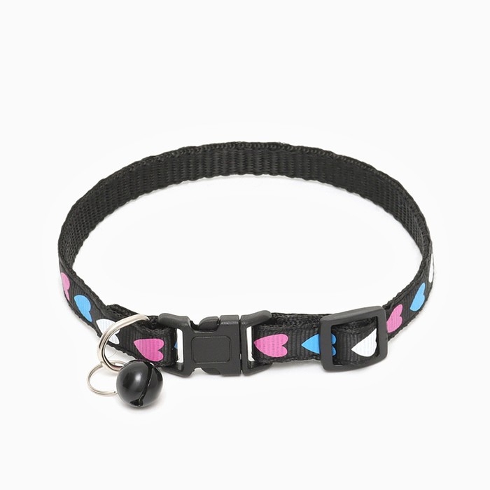Ошейник двухслойный с фастексом Ошейник двухслойный с фастексом "Сердечки" 30 х 1 см, чёрный