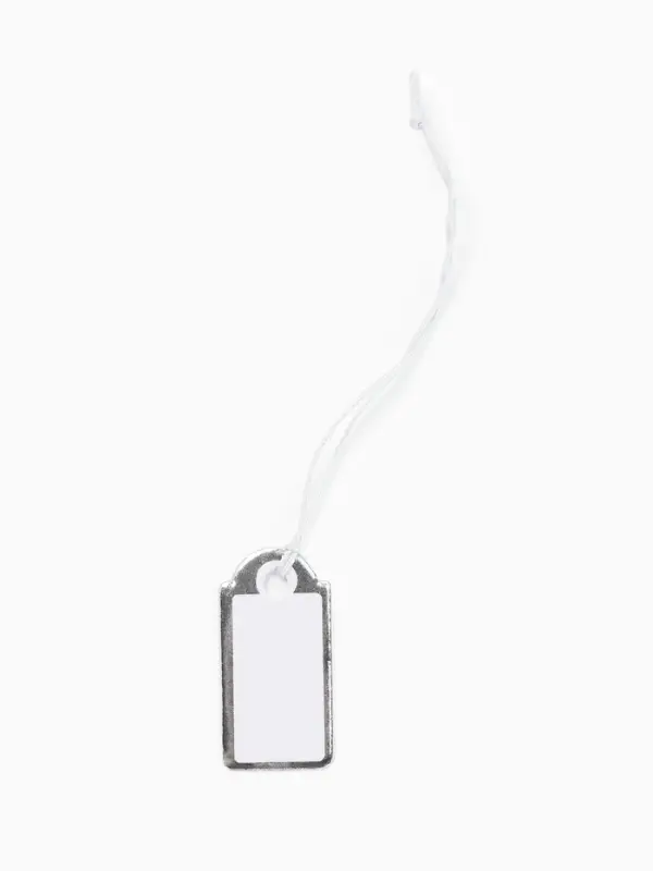 Ценники на верёвке, 100 шт. отверстие 3 мм, 1.3&times;2.5 см, белые, серебристый