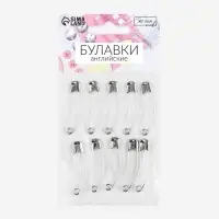 Булавки английские, изогнутые, 38 мм, 10 шт., цвет серебряный