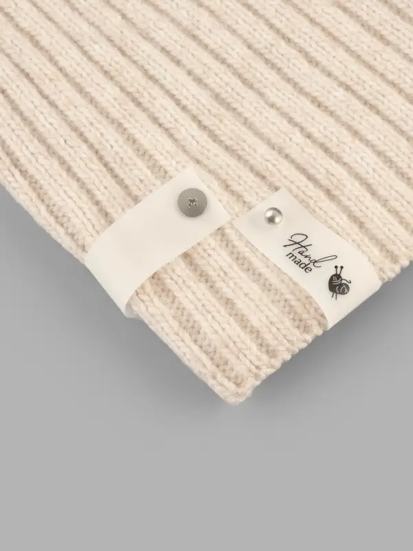 Бирка с кнопкой Hand made, 8&times;1.8 см, 10 шт., белая, чёрная