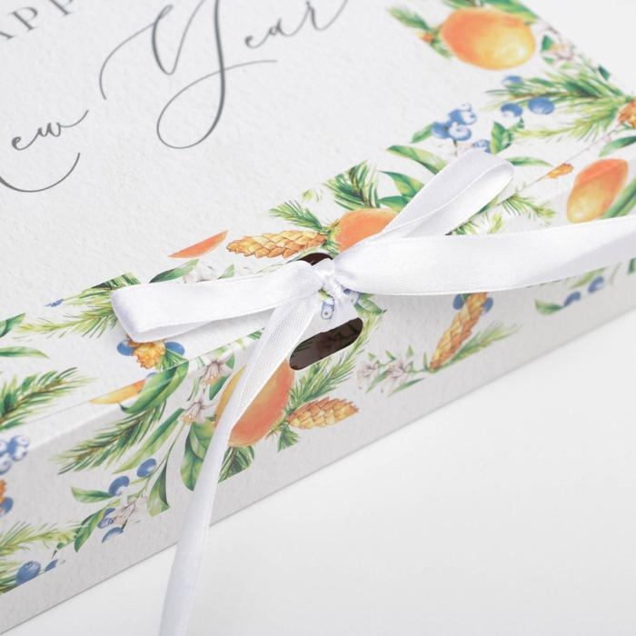 Коробка подарочная новогодняя складная «Мандарины», 20 х 18 х 5 см, Новый год Коробка подарочная новогодняя складная «Мандарины», 20 х 18 х 5 см, Новый год