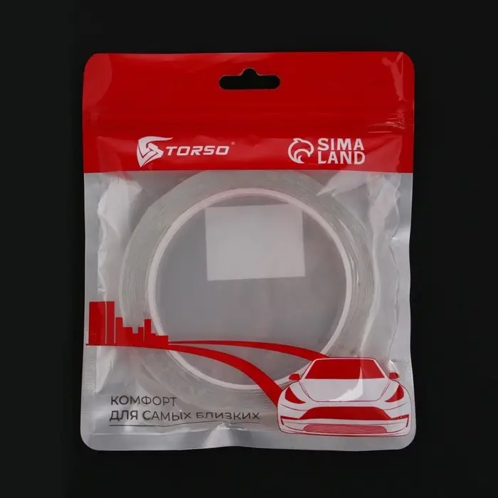 Клейкая нано лента TORSO, прозрачная, двусторонняя, акриловая 30 мм &times; 3 м