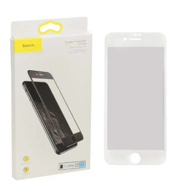 Защитное стекло iPh 7 0.23mm с рамкой Anti Blue Baseus белое