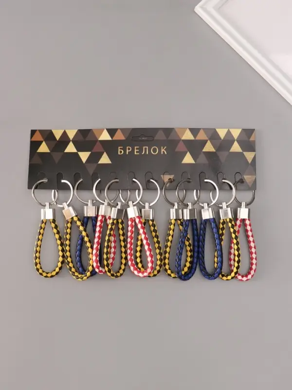 Брелок металл кожзам Брелок металл кожзам "Ремешок плетёнка" МИКС 8 см