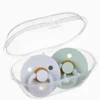 Соски-пустышки, от 3 мес., латекс, классические, в контейнере, набор из 2 шт., зелёный/серый, M&B