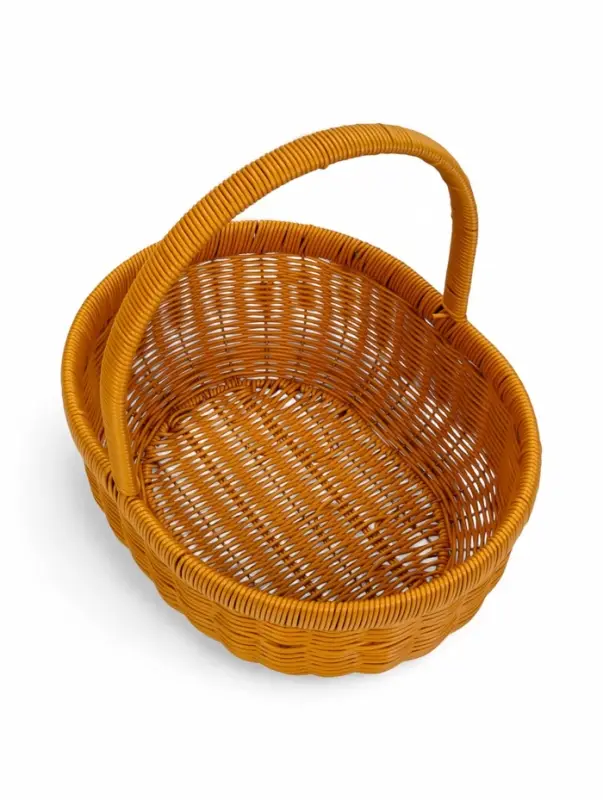 Корзина пластик 34 х 27 х 13 см, ручка20 см металл карскас коричневый Корзина пластик 34 х 27 х 13 см, ручка20 см металл карскас коричневый