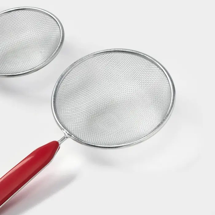 Сито для просеивания Доляна, набор 3 шт., d=8 см, d=10 см, d=11.7 см, красный