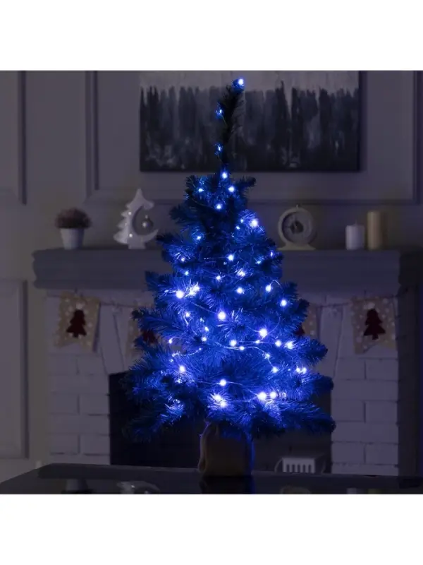 Гирлянда &laquo;Нить&raquo; 5 м, роса, IP20, серебристая нить, 50 LED, пульт ДУ, свечение RGB, USB