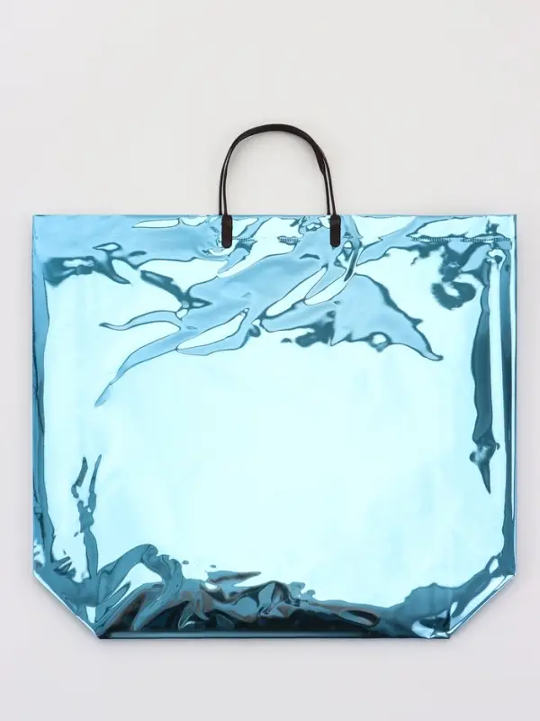 Пакет подарочный ПВХ, голография, голубой, пластиковая ручка, 44&times;33&times;12 см