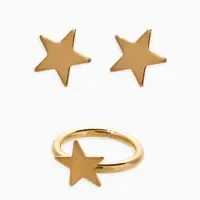 Набор детский &laquo;Выбражулька&raquo; космос, 3 предмета: бусы, пусеты, кольцо, цвет розово-золотой