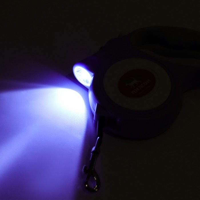 Рулетка Рулетка "Пижон" с фонариком, прорезиненная ручка, 5 м, сиреневая