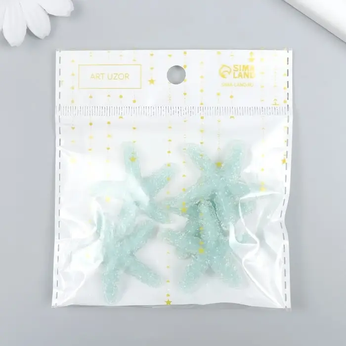 Декор для творчества пластик "Мятная морская звезда" сахарная 3,8х0,5х3,8 см