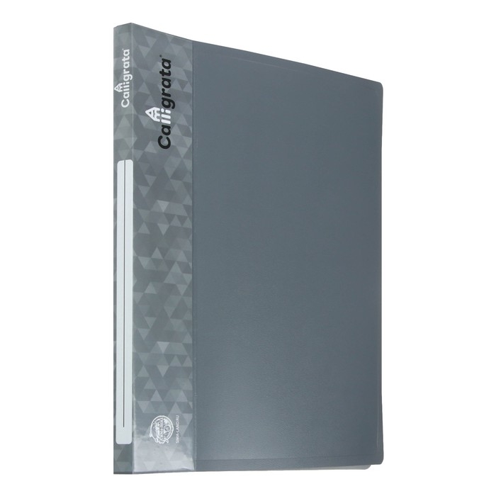 Папка 20 вкладышей, Сalligrata, А4, 15мм, карман на корешке, 600 мкм, серая Папка 20 вкладышей, Сalligrata, А4, 15мм, карман на корешке, 600 мкм, серая