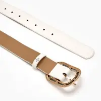 Ремень жен 05-01-07-01, Июнь2507, 3*0,3*110 см, без винта, пряж золото+пласт, 1 прокол, бел   109031