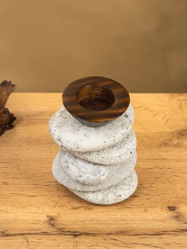 Подсвечник "Каменная башня" камень 10х10х13 см, цв. серый