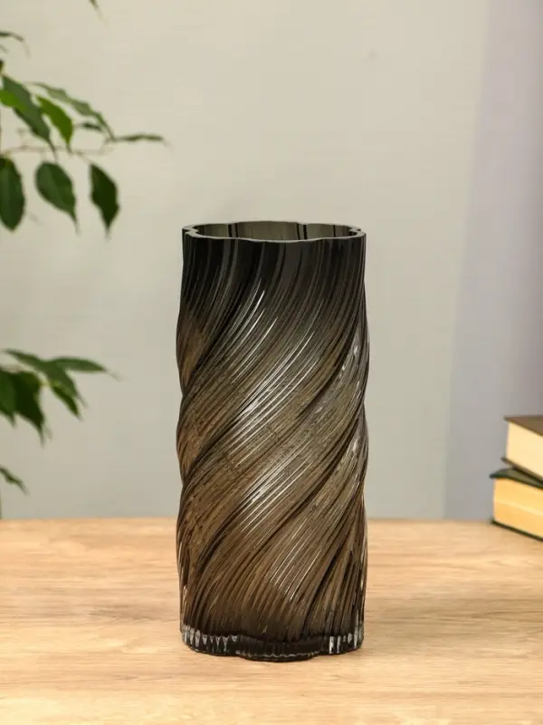 Ваза стекло настольная  Ваза стекло настольная "Бриджит" 24х11 см, серый