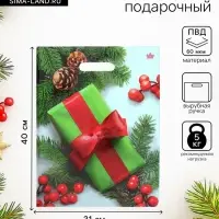 Пакет подарочный новогодний &laquo;Калина в подарок&raquo;, полиэтиленовый с вырубной ручкой, 40&times;31 см