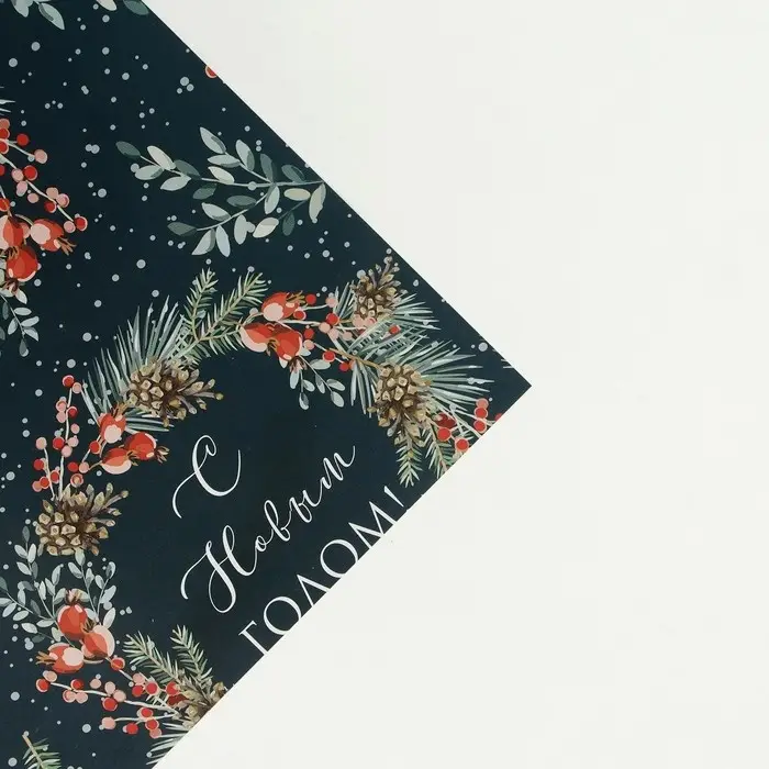 Бумага упаковочная глянцевая &laquo;Венки новогодние&raquo;, 70 х 100 см
