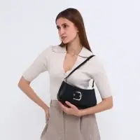 Сумка женская багет на молнии, 26&times;5&times;10.5 см, чёрная