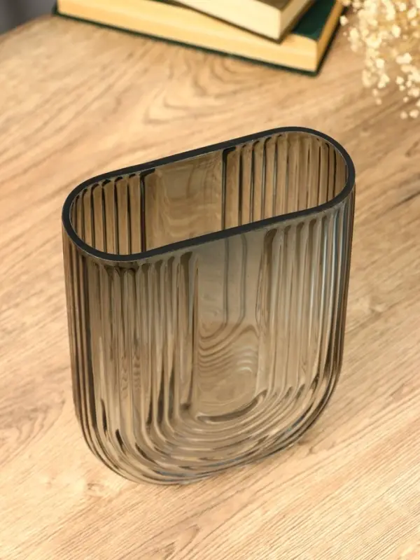 Ваза стекло настольная  Ваза стекло настольная "Айрис" 23,5х17х7 см, серый