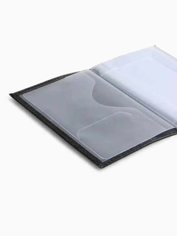 Обложка для автодокументов, натуральная кожа, гладкая, 10&times;1&times;13 см, чёрная