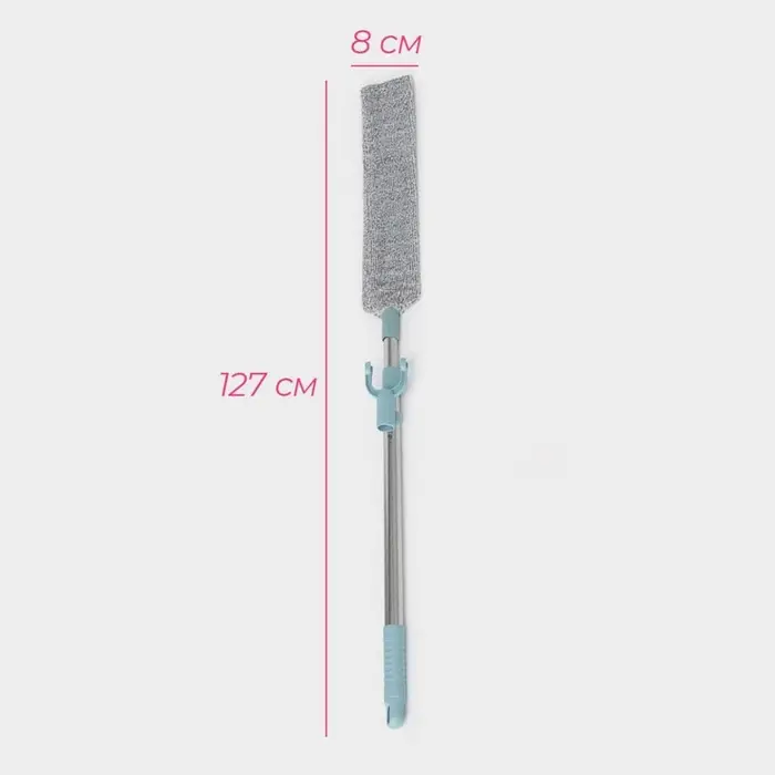Швабра для уборки Доляна, гибкая, для труднодоступных мест, плоская насадка из микрофибры, 8&times;2.5&times;127 см