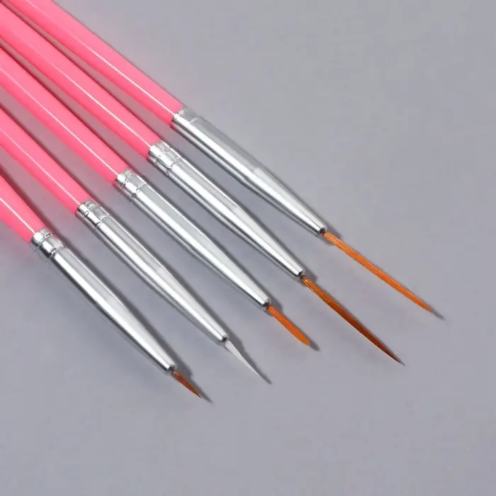 Набор кистей для наращивания и дизайна ногтей, 15 шт., розовый