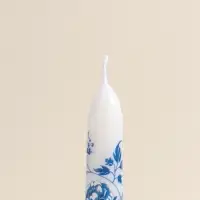 Набор свечей античных, 2,2х25 см, 2 шт "Пионы" сине-белые 8х28х2,3 см