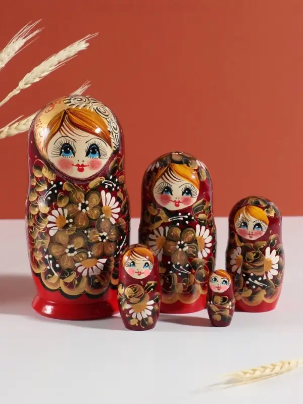 Матрёшка дерево &laquo;Цветочная&raquo;, 19 см, 5 кукольная, ручная роспись