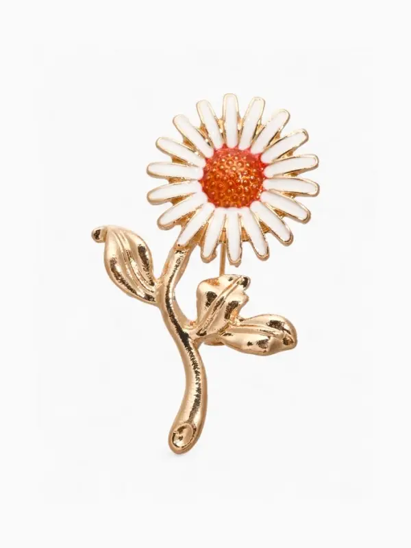 Брошь &laquo;Цветок Ромашка&raquo;, белая в золоте