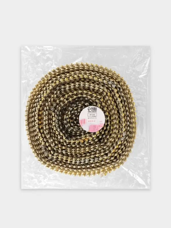 Лента с имитацией выпуклых страз, 5.75 см, 9&plusmn;1 м, цвет золотой