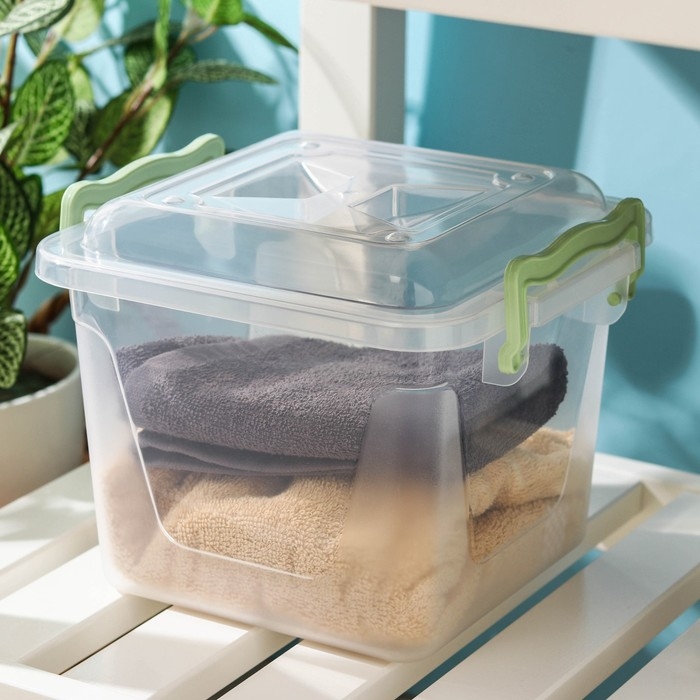 Контейнер для хранения с крышкой, 4 л, 19,5×19,5×17,5 см, цвет прозрачный Контейнер для хранения с крышкой, 4 л, 19,5×19,5×17,5 см, цвет прозрачный