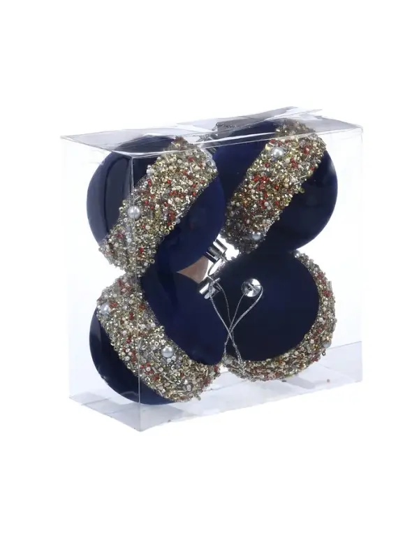 Ёлочные игрушки 4 шт. «Освин», шары новогодние, d=8 см, синий Ёлочные игрушки 4 шт. «Освин», шары новогодние, d=8 см, синий