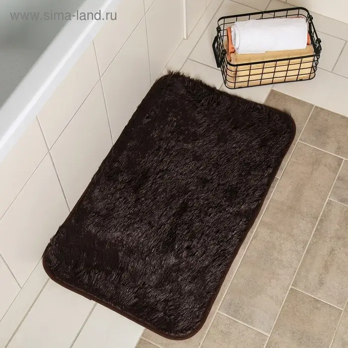 Коврик для ванной и туалета Доляна «Пушистик», 50×80 см, коричневый Коврик для ванной и туалета Доляна «Пушистик», 50×80 см, коричневый