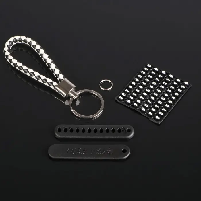 Брелок для ключей автомобильных Cartage, петля с номером телефона, чёрно-белый