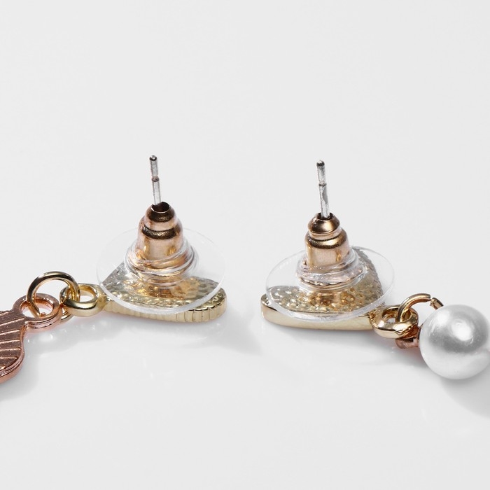 Серьги с эмалью «Котик» с сердечками, цвет чёрно-красный в золоте Серьги с эмалью «Котик» с сердечками, цвет чёрно-красный в золоте