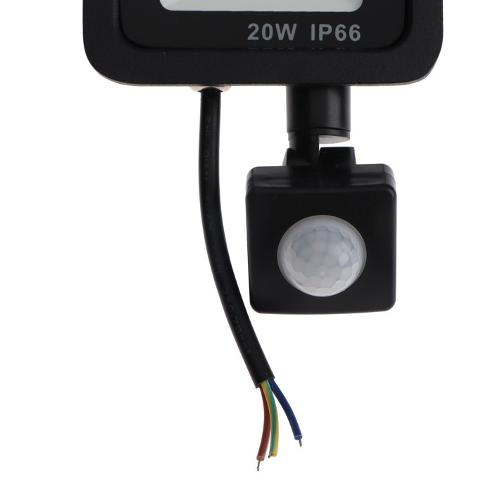 Прожектор светодиодный, 20 Вт, 1800 Лм, 6500К, Датчик движения, IP66 Прожектор светодиодный, 20 Вт, 1800 Лм, 6500К, Датчик движения, IP66