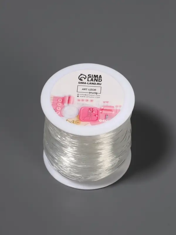 Нить для плетения, эластичная, 100&plusmn;1 м, d=1 мм, прозрачная