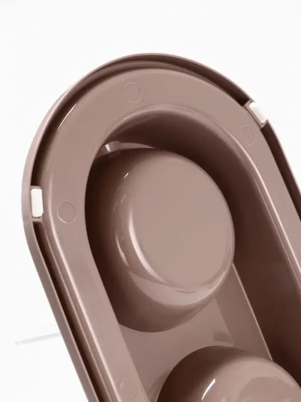 Миска двойная для животных &laquo;Мур-мяу&raquo;, 300 мл, на подставке, пластик, бежевая