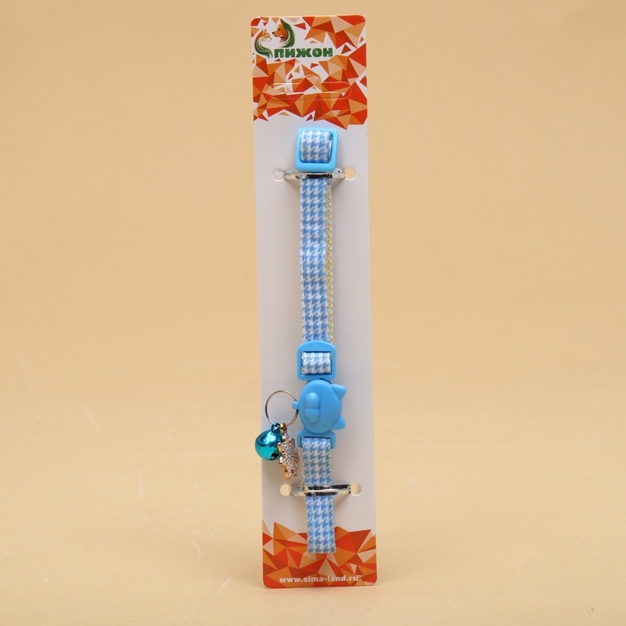 Ошейник кошачий Ошейник кошачий "Снежинка", с бубенчиком и подвесом, 30 х 1 см, полиэстер, голубой