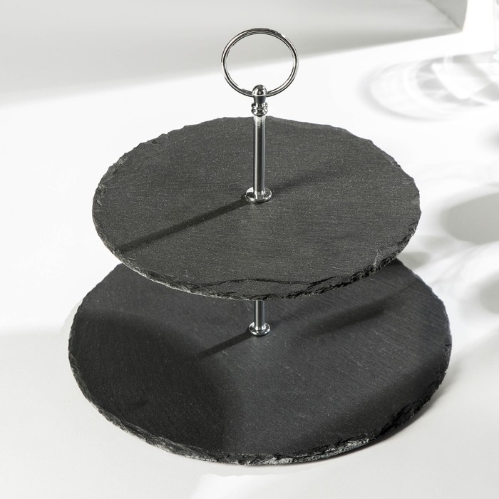 Блюдо из сланца Magistro Valley, 2-ярусное, d=25/20×24 см