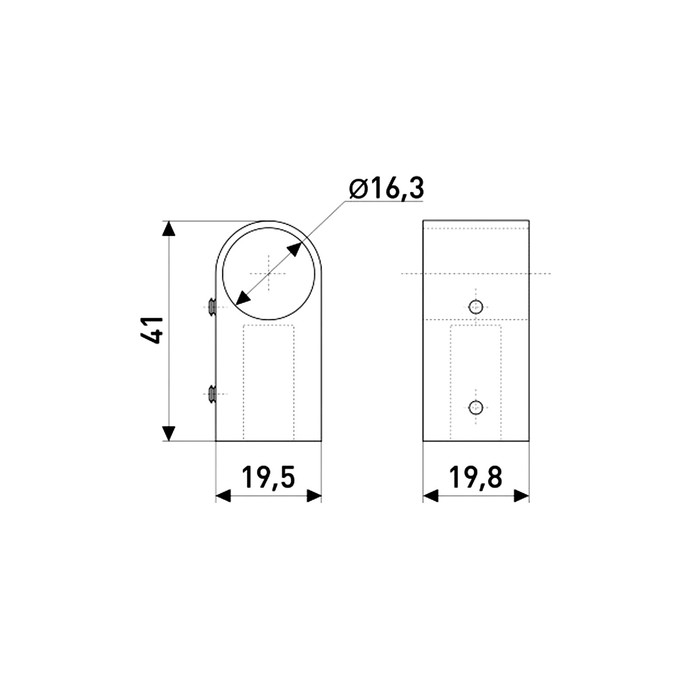Держатель рейлинга стандарт 307, d-16 мм, Z-1 d-16 Держатель рейлинга стандарт 307, d-16 мм, Z-1 d-16