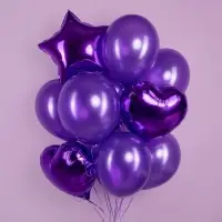 Воздушный шар фольгированный 18" &laquo;Сердце фиолетовое&raquo;, набор 5 шт.