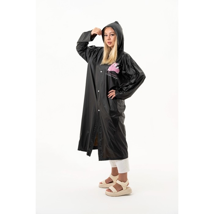 Дождевик взрослый плащ «На крыльях счастья», размер универсальный, размер 42-48, 60 х 110 см, цвет чёрный Дождевик взрослый плащ «На крыльях счастья», размер универсальный, размер 42-48, 60 х 110 см, цвет чёрный