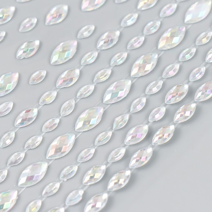 Наклейка пластик стразы "Листья" 10,5х16 см