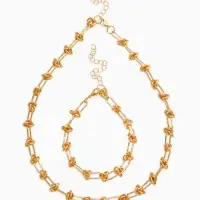 Набор 2 предмета: цепь, браслет &laquo;Узел&raquo;, 20, 40 см, медь, цвет золото